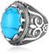 Dochais Tolles Geschenk für Männer,Schmuck Herren-Ring aus Edelstahl Matt,Klassisches Großer Herrenring,Ring mit Tigerauge Türkis (Silber, 70)