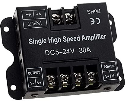 Amplificateur LED RGBW / RGB DC5 - 24 V 24 A 30 A - Sortie pour bande LED RGBCCT / RGBW / RGB - Contrôleur de console (Single Color 30 A)