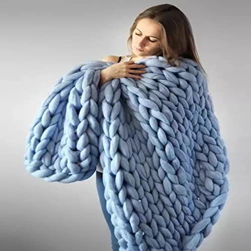 MHUQIA Gestrickte Decke Grobstrick 150x200cm, Grobstrick Decke Grobe Strickdecke Babydecke Wolle Garn Handgefertigt Haustier Bett Stuhl Sofa Arm Stricken Decke Zuhause Deko