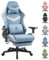 Dowinx Bürostuhl Gaming Stuhl Stoff, Ergonomischer Gaming-Stuhl, Massage Gaming Sessel mit Fußstütze, Kopfstütze, Massage-Lendenkissen, Gaming-Stuhl, Drehstuhl (Taubenblau)