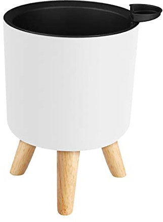 predolo Vaso da Fiori Rotondo con Piedini in Legno Vaso da Fiori per Terrazza, Bianco M
