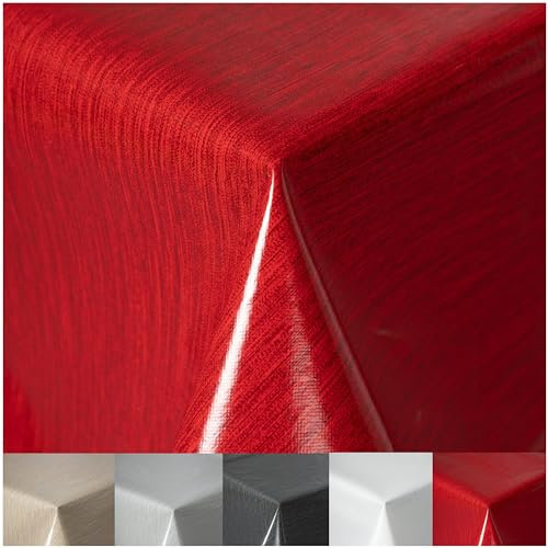 Wachstuchtischdecke Tischdecke abwaschbar PVC Plastik-Tischdecken Gartentischdecke RUND OVAL ECKIG Rechteckig Outdoor Wachs Tafeldecke (Rot, Eckig 130x260cm)