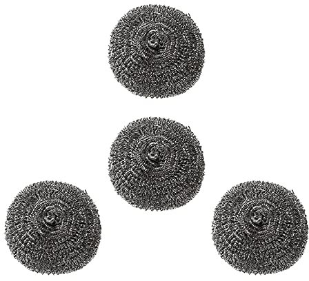 4 PCS Metal Scourer Mesh Steel Sponge, Stainless Steel Wire Balls Sponge Scrubbers Cleaning Pad for Kitchen, Home and Restaurant