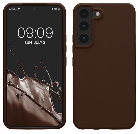 kwmobile Handyhülle für Samsung Galaxy S22 Hülle - Case Silikon - Kabelloses Laden - Schutzhülle Cover in Chocolate