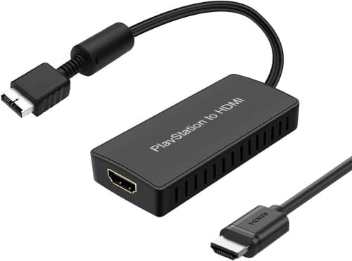 Wrugste Conversor PS2 a HDMI, adaptador PS2 a HDMI, compatible con interruptor de relación de aspecto de pantalla 4:3/16:9. Funciona para PS1/2 HD Link Cable