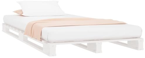 vidaXL Pallet Bed without Mattress White Single Solid Wood