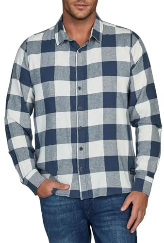 riverso Flanellhemd Herren Langarm Kariert Regular Fit RIVArne Hemd | Holzfällerhemd Karohemd 100% Baumwolle Grau Braun Gelb Rot Grün S M L XL XXL 3XL 4XL 5XL