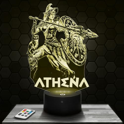 Lampephoto.fr - Athena Mythologie Gott 3D Lampe, Touch Nachtlicht, Griechisch Antik, 3D Led Illusion Geschenkidee Weihnachten Geburtstag Junge und Mädchen, Dekoration Kinder und Erwachsenenzimmer
