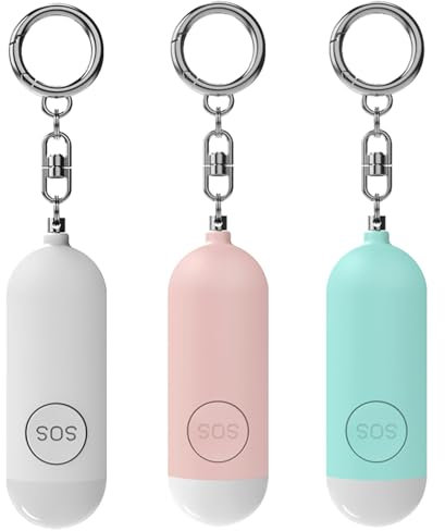3 Stück Persönlicher Alarm, Persönlicher Alarm Schlüsselanhänger, Led-Licht Zur Selbstverteidigung, 130db Sirene Selbstverteidigung Sicherheit Schlüsselanhänger Für Frauen, Kinder, Ältere Menschen