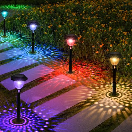 Comius Sharp Solarlampen für Außen Garten, 4 Stück Warmweiß & Bunt Solarleuchten mit Erdspieß, IP65 Wasserdicht Solar Gartenleuchten, für Rasen, Terrasse, Hof, Garten Deko, Geschenke