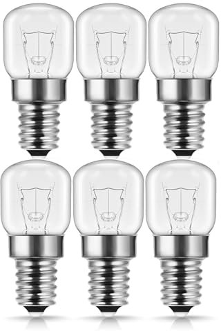 LAMARE Packung mit 6 Glühbirnen – E14, 15 W, Warmweiß 2700 K – Dimmbar, Geeignet für Öfen, Mikrowellen, Salzlampen