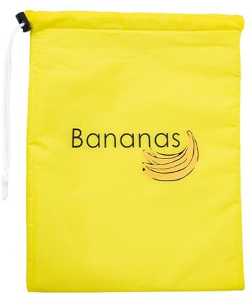 3 Reusable Banana Bags - Vegatable Storage Bag, Banana Storage Bag Vegetable Storage Bags, Yellow Banana Storage Bag, Reusable Produce Bags with Drawstring Design for Fridge 28x39cm