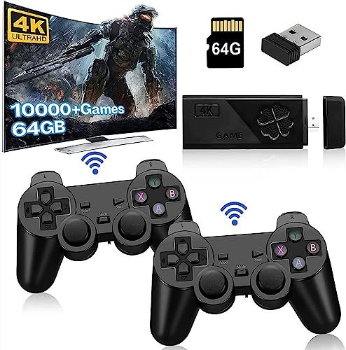 Nostalgia Stick Game, Retro Game Stick, Consola De Juegos Retro, Emulador De Consola De Juegos Plug And Play Game Stick 4K 10.000 Juegos, 9 Emuladores Clásicos, Consolas Con Controladores Inalámbricos