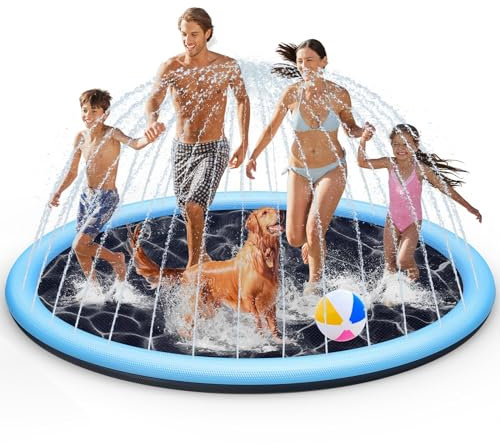 Tosekry Spruzzatore d'acqua per bambini, 200cm Giocattolo Acquatico per Bambini Giochi all'aperto, Giocattolo da Giardino per Bambini, Irrigatore e Piscina per Cani con Funzione Antiscivolo