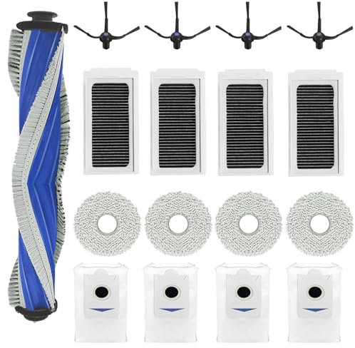 Waremax Accessoires de rechange pour ECOVACS Aspirateur Robot DEEBOT X5 Omni / X5 Pro, 1 Brosse Principale, 4 HEPA Filtres, 4 Sacs à Poussière, 4 Chiffons de Nettoyage, 4 Brosses Latérales
