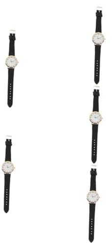 DEARMAMY 5 Pièces montre à quartz givré Montre de sport décor de -bracelet watch femme watch se sport de ceinture de mode -bracelet décor Pile bouton Black