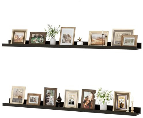 Feihorrm Floating Shelves Set of 2, 120 cm Black Floating Shelves for Wall Mounted Shelf Picture Ledge Shelf Kids Bookshelf for Living Room Kitchen Bedroom Bathroom Books Photo Display Wall Decor