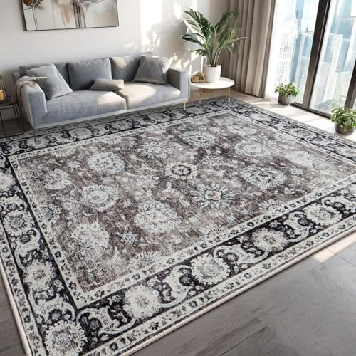 MOONLIGHT20015 Washable Rugs Living Room Large 240x320 cm - Fluffy Vintage Area Rugs for Bedroom - Non Slip Low Pile Soft Boho Rug Carpets for Lounge - Traditional Rug for Dining Room, Harmony
