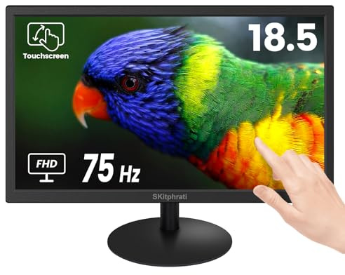 SKitphrati - Display touchscreen da 46,7 cm (18,5) 1366 x 768, montaggio a parete, touch screen a 10 punti per computer con collegamento HDMI, VGA tipo B, touchscreen: