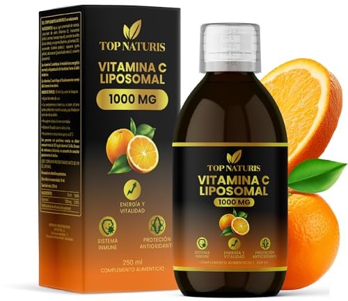Vitamina C Liposomal Líquida 1000 mg Alta Absorción – Vitamina C Alta Biodisponibilidad – Sistema Inmune y Antioxidante – 250 ml – TOPNATURIS