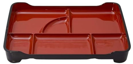 LOVIVER Japanese Traditional Lunch Bento Box, Sushi Bento Tray, 6 Compartments Portable, Food Carrier Containers Snack Serving Tray, Separated Meal Plate Sushi Tray Lacquered for Travel Home Office
