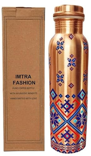 IMTRA FASHION Bouteille D'Eau En Cuivre Pur 950 Ml Gourde Ayurvédique Anti-Fuite Pour Le Sport Et Le Yoga