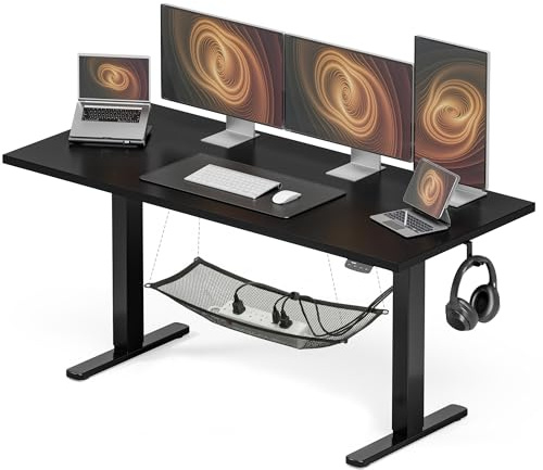 Acrolix Höhenverstellbarer Schreibtisch 140x60 cm,Stabiler Computertisch mit Kabelmanagement, Elektrischer Schreibtisch mit Memory Funktion,80kg Tragkraft, Bürotisch für Homeoffice Schwarz