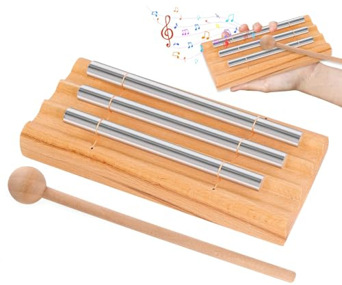 Chime Klangstab Energy Percussion Instrumente: 3 Ton Klangstab mit Holzschlägel - Chime Gong Glockenspiel Holz für Musikalische Früherziehung, Yoga, Meditation, Geschenk, Gebet