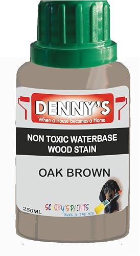 Wood Stain Water Based | 12 Colours | Interior Furniture Stain | Light & Dark Stains | Eco-Friendly & Non-Toxic Wood Dye Paint | Easy Application | Quick Dry & Low Odour (Oak Brown 250ml)