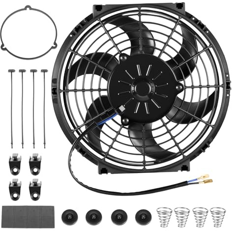 BDFHYK Car Engine Cooling Fan 10 12V Universal Car Radiator Fan 80W Electric Slim Line Curved Blade Radiator Engine Cooling Car Fan Kits
