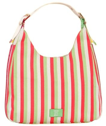 Agatha Ruiz de la Prada Hobo-Tasche aus pinkfarbenem Canvas mit bunten Streifen