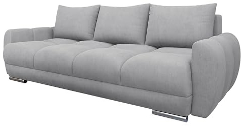 Mirjan24 Sofa Lonkor III, Dreisitzer Polstersofa für Wohnzimmer mit Schlaffunktion und Bettkasten, Dekorative Steppung auf der Sitzfläche, Sofagarnitur, Schlafsofa (Lumo 65)