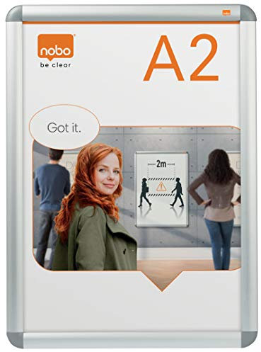 Nobo 1902212 Porte-affiche mural clipsable A2, Gris/Argent