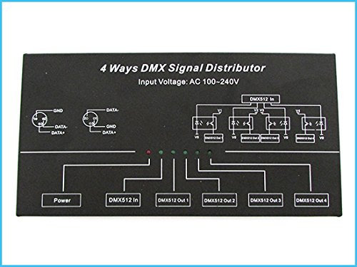 LEDLUX DD5124 Amplificatore Distributore Segnale DMX 512 Signal Distributor 4 Canali 220V DMX124 Con Interruttore On/Off