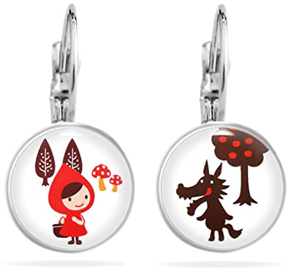 Miss Lovie Rotkäppchen Wolf Ohrringe Hängend Lustige Ohrringe - Das Perfekte Accessoire Für Rotkäppchen Kostüm Damen Kinder Mädchen Und Märchen Faschingskleidern