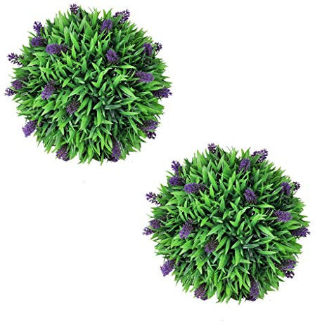 vidaXL 2 Bolas de Boj Artificiales Set Decoración Jardín Planta Lavanda 30 cm