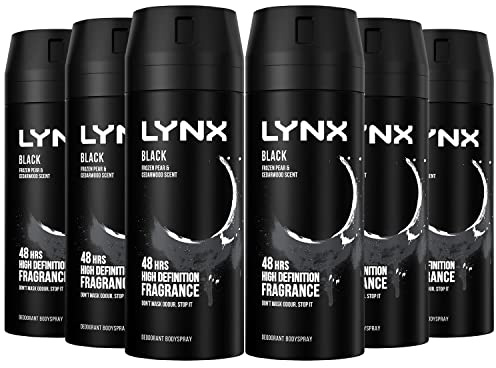 Lynx Black Deodorant Body Spray, 150 ml, Pack of 6