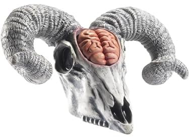 Smiffys Latex Rams Skull Prop with Exposed Brain, Natural 33x20x19cm/13x8x7in, Halloween Fancy Dress Accessory, Animal Dress Up Halloween decorations