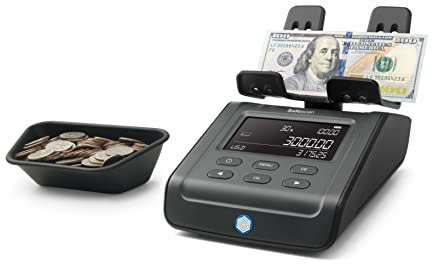 Safescan 6165 Advanced Money Counting Scale, Counts Bills, Coins, Coin Rolls and Bill Bundles, Multi-Currency, Easy to Update, Clear Display Panel, 3 Year Warranty