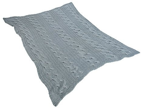 Invicta Interior Kuschelige Strick Decke grau 130x170cm handgestrickt aus Baumwolle Plaid Handarbeit Überwurf Wolle Kuscheldecke Strickdecke Stricken Sofadecke Dekoration Geschenk Accessoire