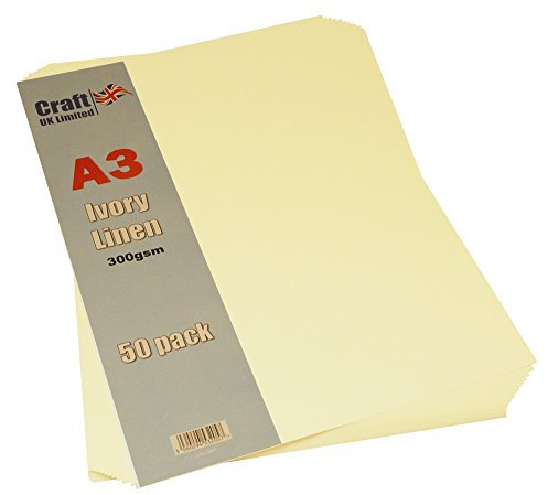 Craft UK 2027 A3 300 g/m² Leinen-Karton, 50 Blatt, elfenbeinfarben