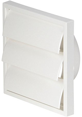 Airflow Gravity Flap Grille – White Plastic External Wall Vent Cover for 150mm Ducting – Weatherproof Air Outlet – 187mm x 187mm