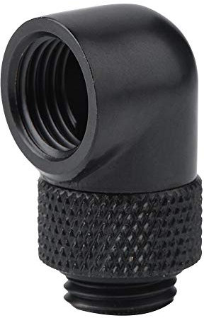 ASHATA G1 / 4 Gewinde PC Wasserkühlung, Messing 90 Grad Winkel Drehrohrverschraubung Computer Fitting Verbinder Adapter für PC Wasserkühlung Silberig/Schwarz(Black)