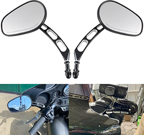 KATUR Motorrad 8 mm 10 mm Lenkerendenspiegel Motorrad schwarz Edge Cut Seitenspiegel für Har ley Street Bob FXDB Fat Boy Iron 883 XL883N Sportster 1200 Custom XL1200C