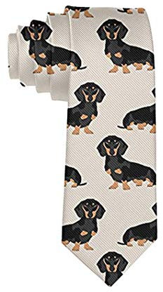 Herren-Hunde-Krawatte, Polyester, Seide, weich, Business-Krawatte, Dackel Hund, Einheitsgröße