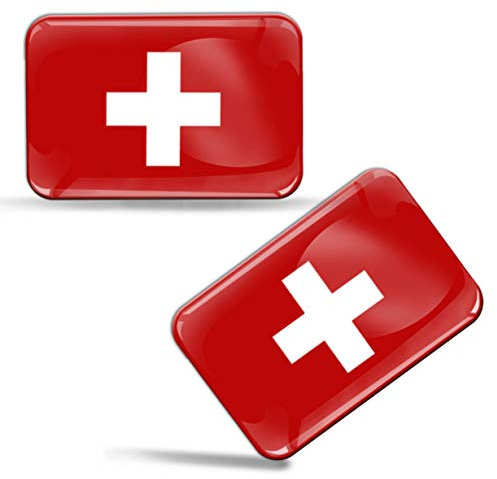 Biomar Labs® 2 x Aufkleber 3D Gel Silikon Stickers Switzerland Schweiz Swiss Flagge Fahne Flag Auto Motorrad Fahrrad Fenster Tür PC Handy Tablet Laptop F 54