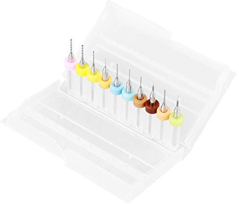 10Pcs 0.1-1.0mm PCB Drill Bits Set Spiral Flute Carbide 0.1mm-1.0mm for Print Circuit Board Stone Dremel Jewelry Engraving