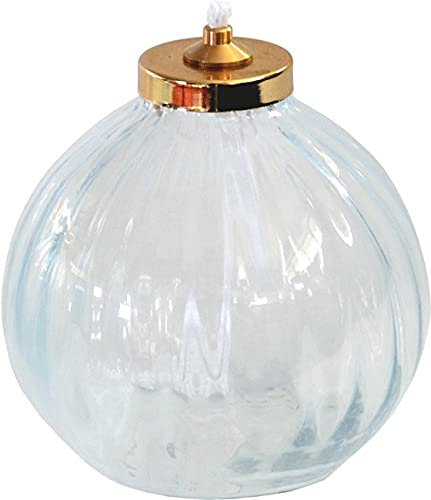 Ampolla Elegante Bianca in Vetro Rigato con Gigler in Ottone Dorato - Lampada Decorativa per Atmosfere Accoglienti a Cera Liquida - Ideale per Illuminare e Arredare con Stile