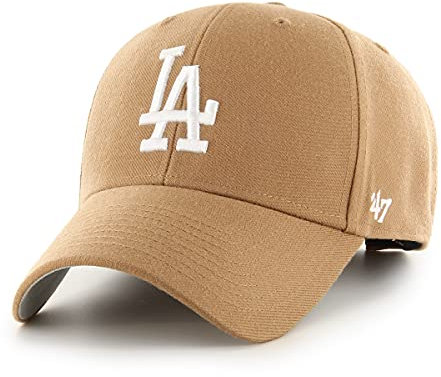 '47 MLB Los Angeles Dodgers MVP Unisex-Baseballkappe, Verstellbar, Hochwertiges Design und Verarbeitung, White Logo, Camel