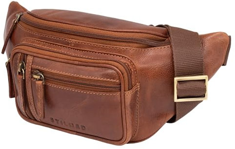 STILORD 'Greg' Vintage Bauchtasche Leder Hüfttasche Herren Damen Belt Bag - ideal für Reise Festival und Outdoor - Moderne Gürteltasche Echt-Leder groß Gurt Verstellbar, Farbe:Porto - Cognac